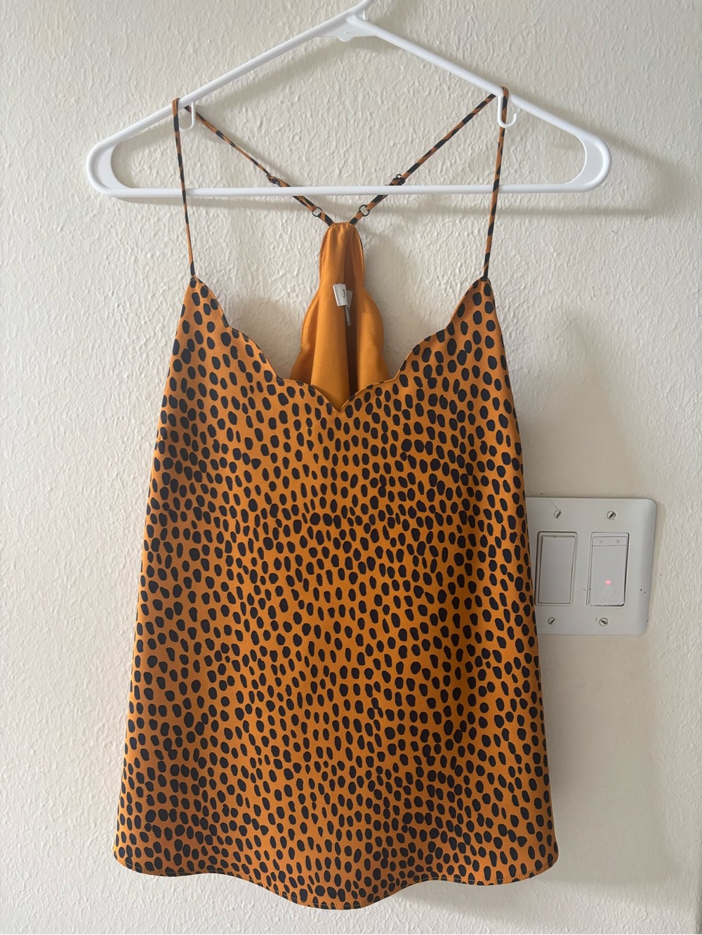 J. Crew Mustard Yellow and Navy Spotted Cami